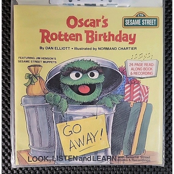 Vtg Oscar's Rotten Birthday Sesame Street Read Along Book Story Cassette Sealed - Picture 2 of 8